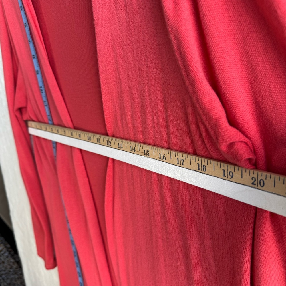 J. Mclaughlin Long Cardigan‎ Women’s XL Coral Pink Cotton Open Front Bohemian - Picture 8 of 9